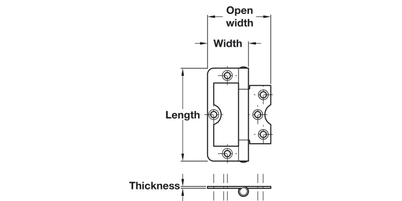 105 Flush Hinge Rad 75x33mm St PC
