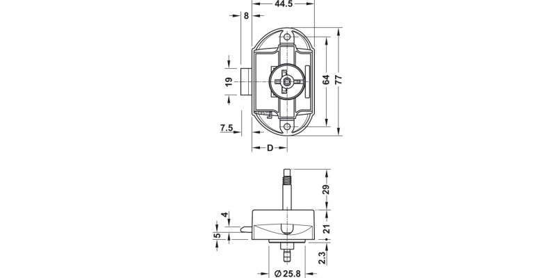 PushButton Esp Lock BS25mm UH Pl Brw
