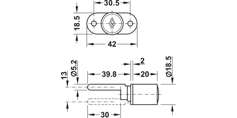 Econo Central Rotary Cyl Lock KA 16.5mm