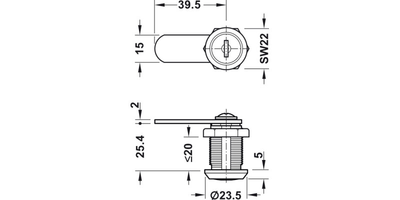 Econo Cam Lock St Cam 90D A 23.5/20mm KA