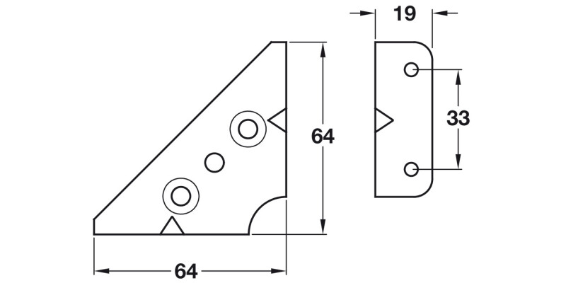 Corner Gusset 65x65x19x1mm Mild SZP