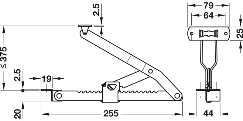 Scissor Jack 375x255mm Blue Zinc Glv
