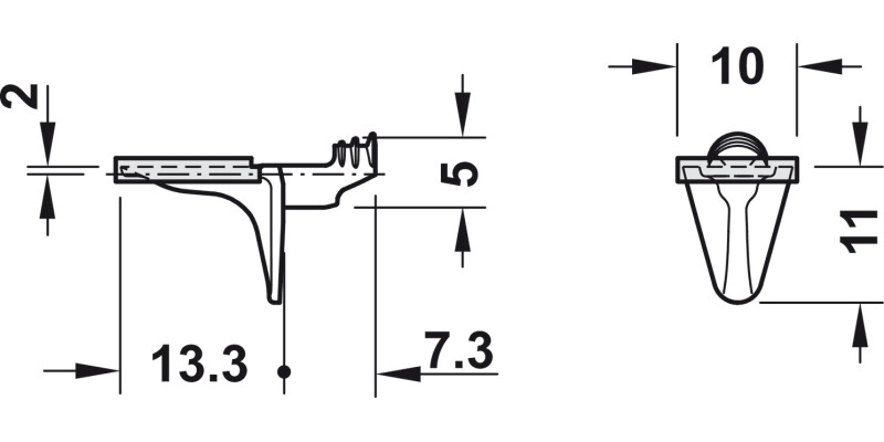 Shelf Support D5mm Buffered Plug ZA Blk