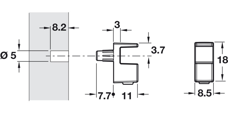 Grace Gls Shelf Support D5mm 8mm Blk