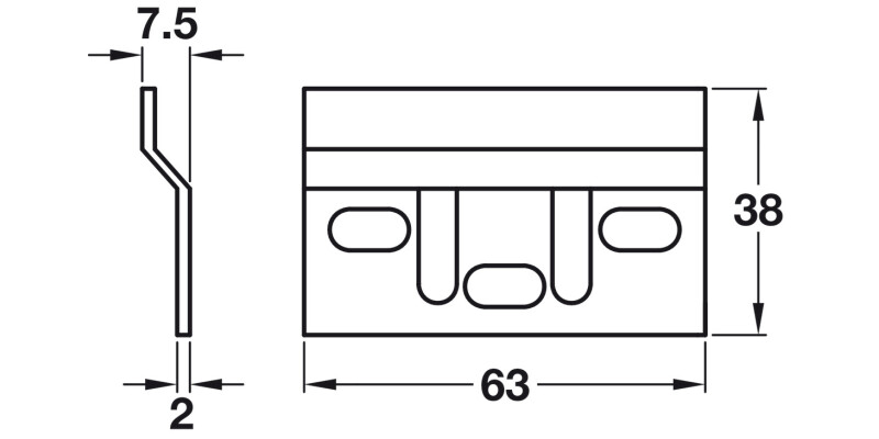 Cabinet Hanger Wall Plt 63x2x7.5mm B.St