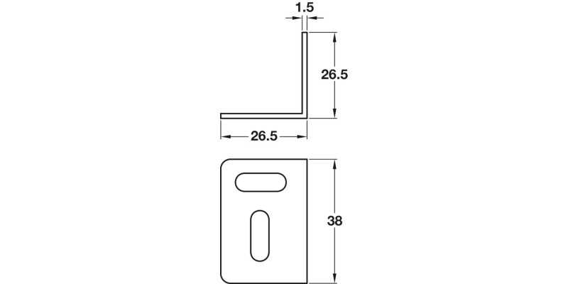 Angled Bracket 26.5x26.5x38mm St ZP