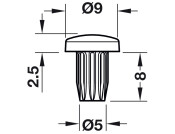 Door Buffer D5x2.5mm Plug-in Pl Trans