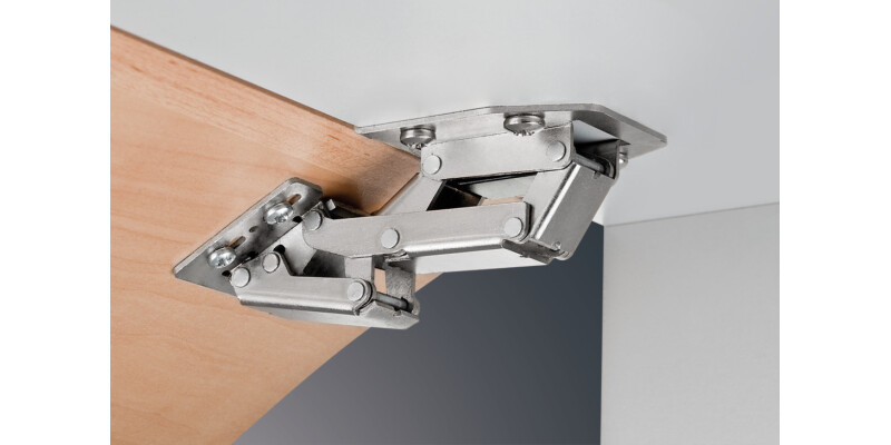 Swing Up Flap Hinge, Opening Angle 90deg, Nickel Plated Steel