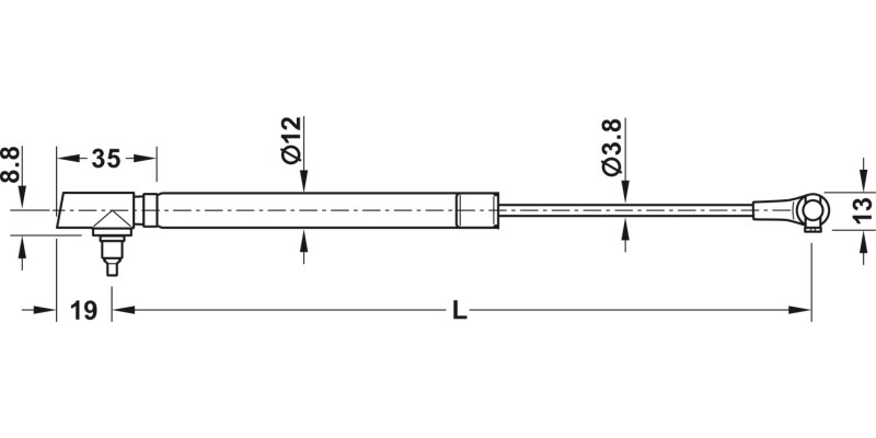 K12 Adj DropDown Flap Stay 355mm Slv/Gry