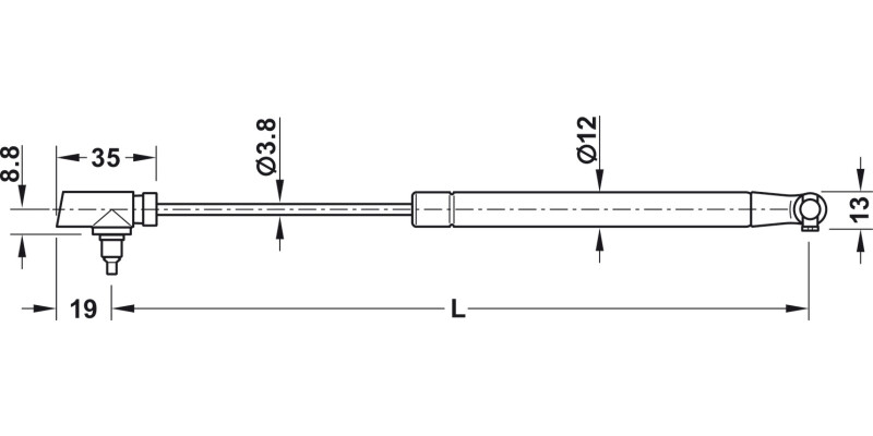 K12 Adj Auto Lid Stay 355mm 60N Slv/Gry