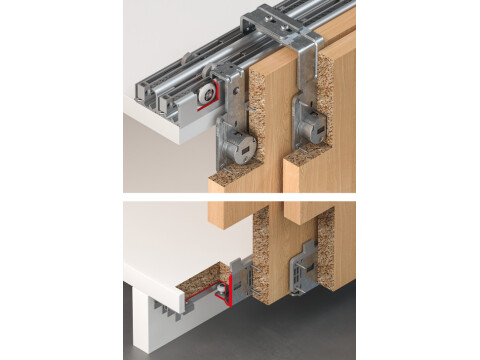 Fitting Set, for Sliding Cabinet Doors, Slido F-Line31 60A