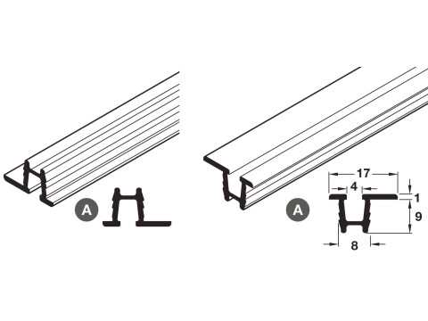 Reversible Track/Channel, for Sliding Cabinet Doors, H&auml;fele System 7