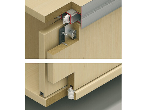 Fitting Set, for Sliding Cabinet and Wardrobe Doors, Hawa-Combino 35 IF