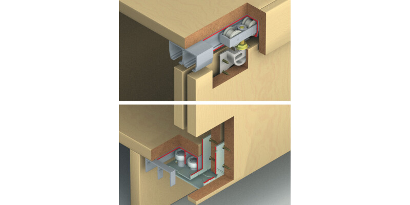 Fitting Set, for Sliding Cabinet Doors, Hawa-Dorado Mixfront