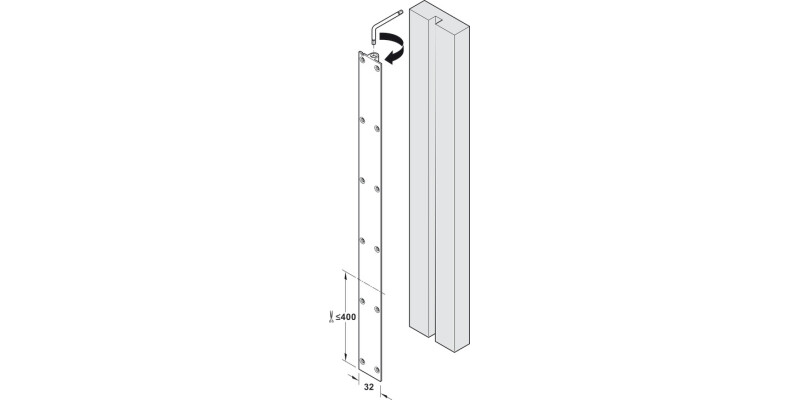 Straight Fitt f Wood Dr 1900-2200mm Slv