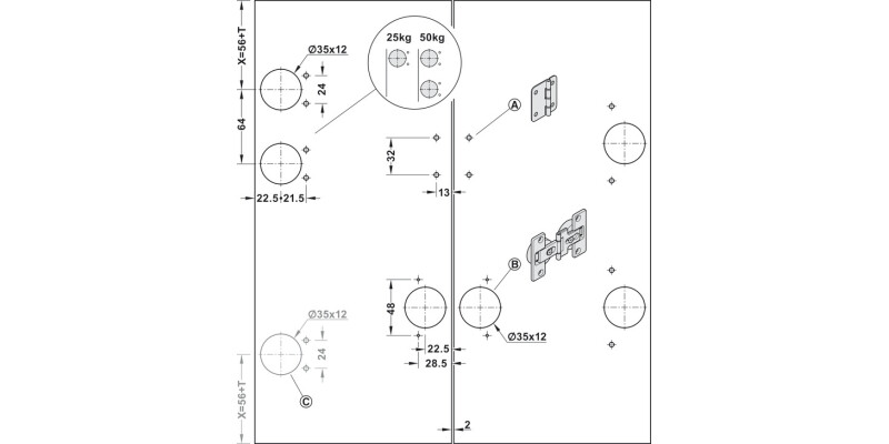 Slido F-Fold61 25A Adj Hinge wo Cov LH