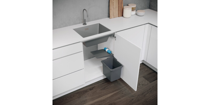 Swing Out Waste Bin, Single, for Hinged Door Cabinets, VS ENVI