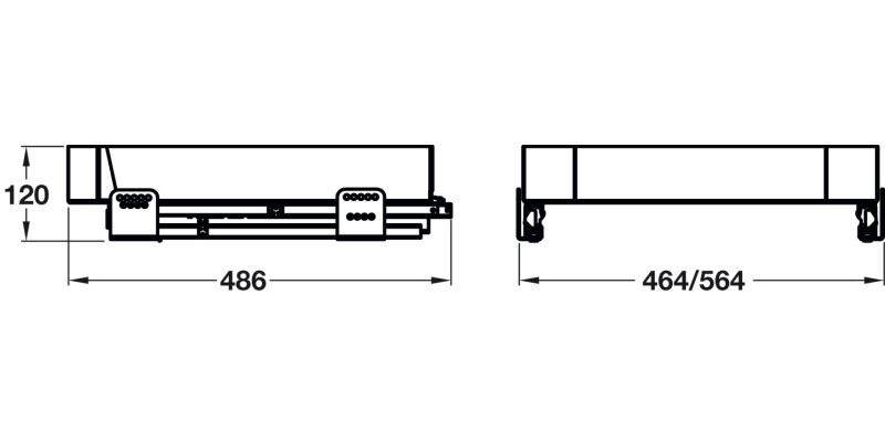 PO Sgl Bskt/Run Set 600mm Side Mount