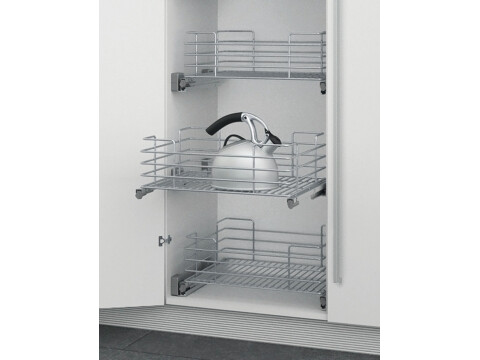Pull Out Basket Set, Full Extension, Chrome Wire
