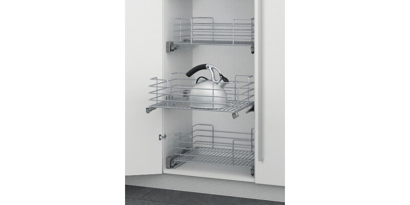Pull Out Basket Set, Full Extension, Chrome Wire