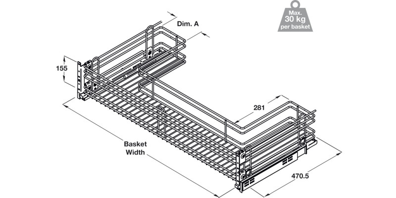 PO Undersink Wire Basket Set 1000mm SCP