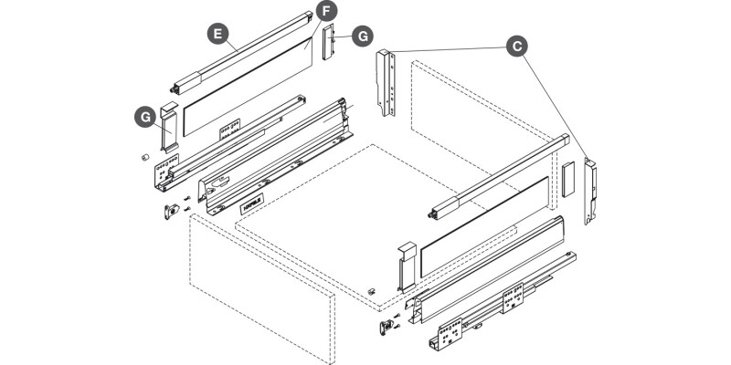 MXS Glass Panel Hldr Set Rect Rail Gry