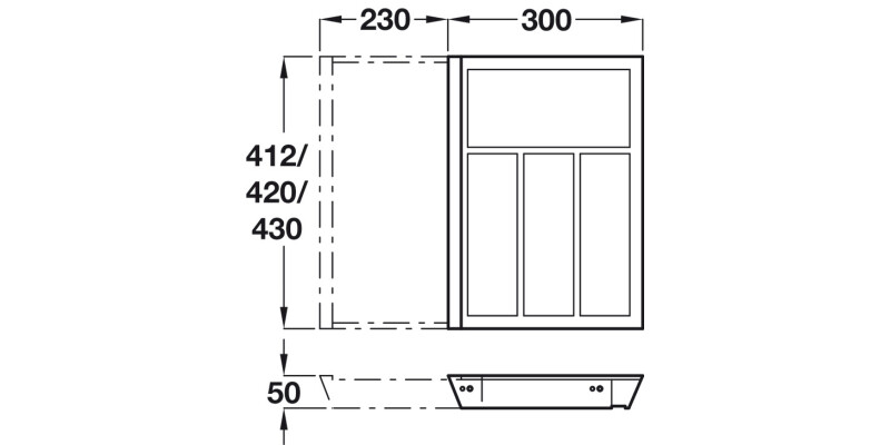 eXTray Oak Cutlery Ins 408/400-600mm