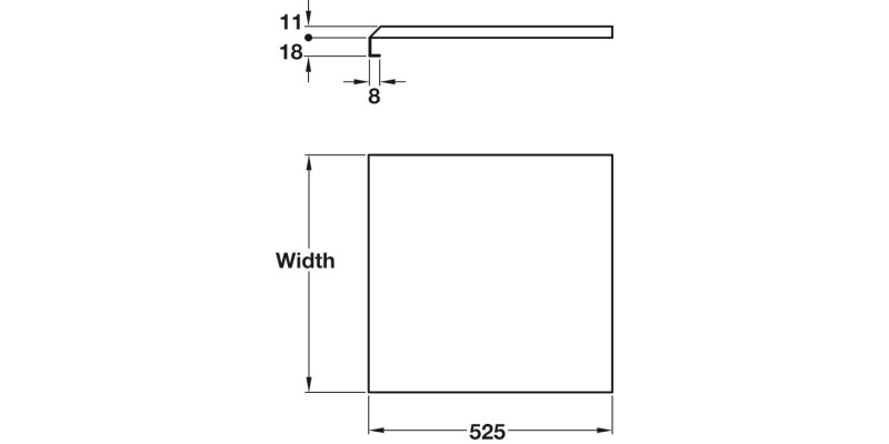 Undersink Liner Alu 18mm Brd 525x1000mm
