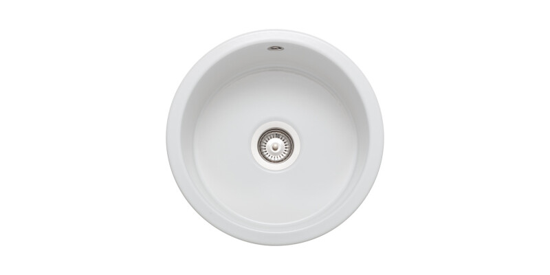 Sink, 1.0 Bowl, Ceramic, Round