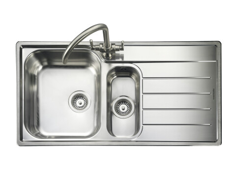 Sink, 1.5 Bowl with Drainer, Stainless Steel, Rangemaster Oakland