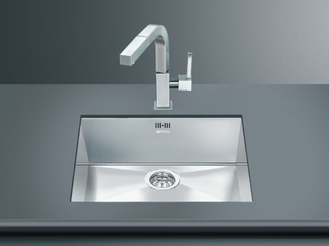 Sink, 1.0 Bowl, Stainless Steel, Smeg Quadra