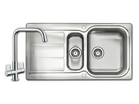 Sink and Aquaquad Tap Set , 1.5 Bowl, Rangemaster Glendale