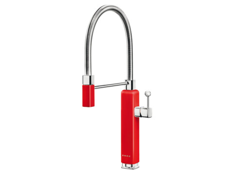 Mixer Tap, Single Lever, with Pull Out Spray, Smeg 50 s Retro Style
