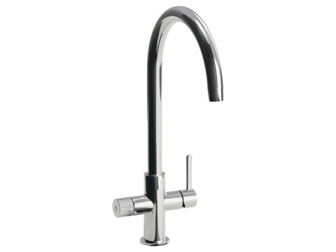 Filter Tap, Dual Lever, 3-in-1 Tap for Hot, Cold and Filtered Water, C-Spout, Ab