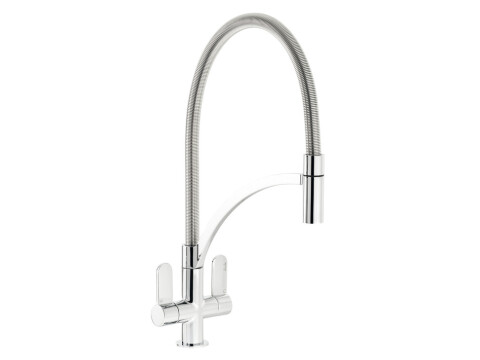 Mixer Tap, Dual Lever, with Pull Out Spray, C-Spout, Abode Genio Professional