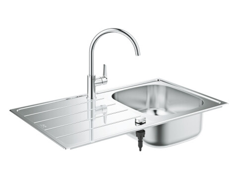 Sink and BauEdge Tap Set, Single Bowl Sink, Grohe K200