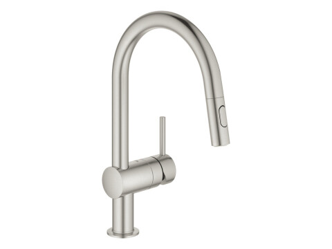 Mixer Tap, Single Lever, with Pull Out Spray, C-Spout, GROHE Vento