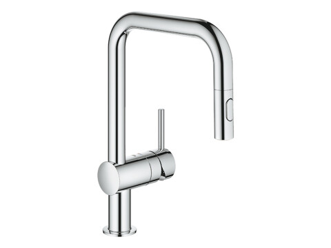 Mixer Tap, Single Lever, with Pull Out Spray, U-Spout, GROHE Vento