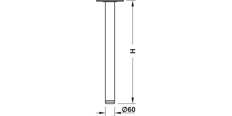 Leg w Adj D60x710mm Pl Blk/St SS Col