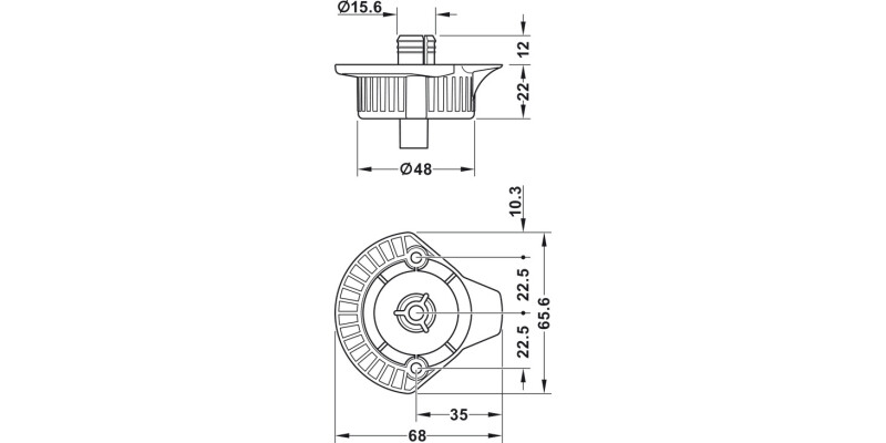 AXILO 48 Plinth Leg Top Sec Rnd w Lug PF