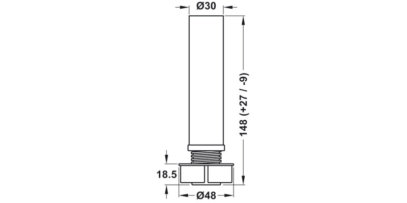 Plinth Foot+Shaft 150mm Pl Blk