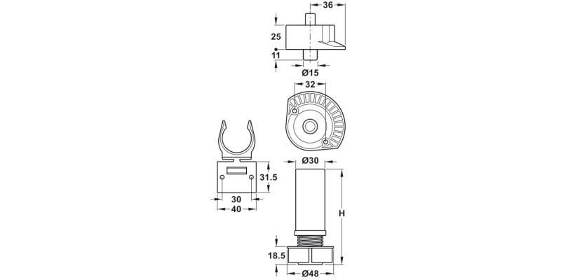 Plinth Feet Set 150mm DF Pl Blk x4