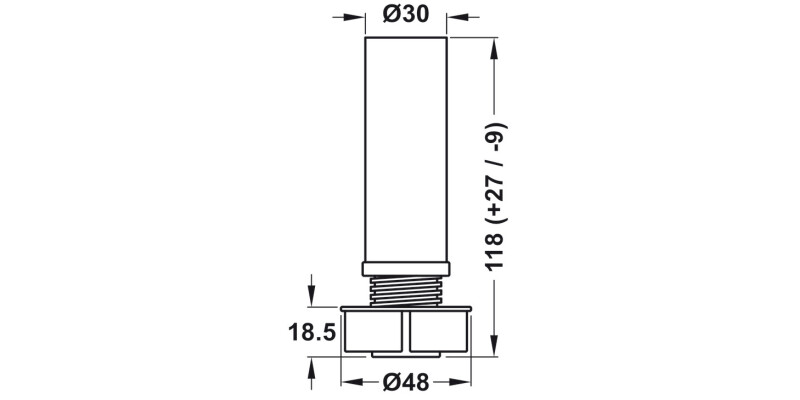 Plinth Foot+Shaft 120mm Pl Blk