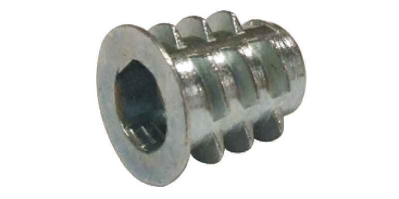 Screw-In Sleeve, M6 Internal Thread, Galvanized Zinc Alloy