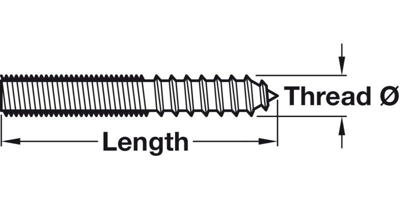 Wood to Metal Dowel Self Col M6x40mm