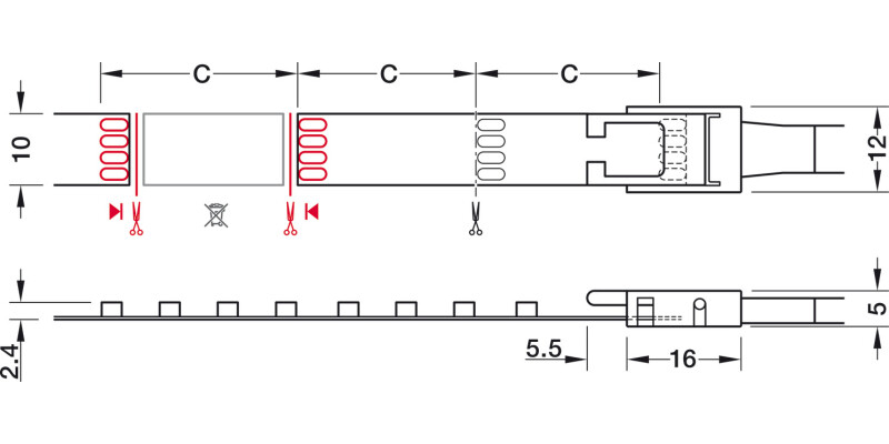 Loox5 LED3080 10mm 5M 24V/9.6W RGB