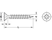 Spax® Screw, Chipboard, Countersunk Head with PZ Cross Slot, Fully Threaded D4.0x50mm