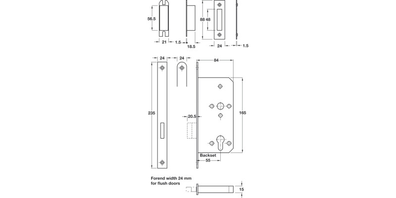 Startec DIN Mort Deadlock 55/84 Rad Blk