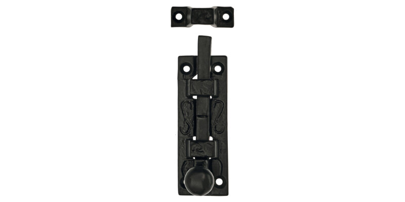 Surface Bolt, Knob Slide Action, Cast Iron, Straight