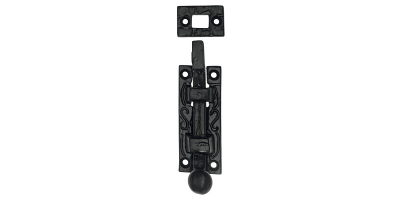 Surface Bolt, Knob Slide Action, Cast Iron, Necked